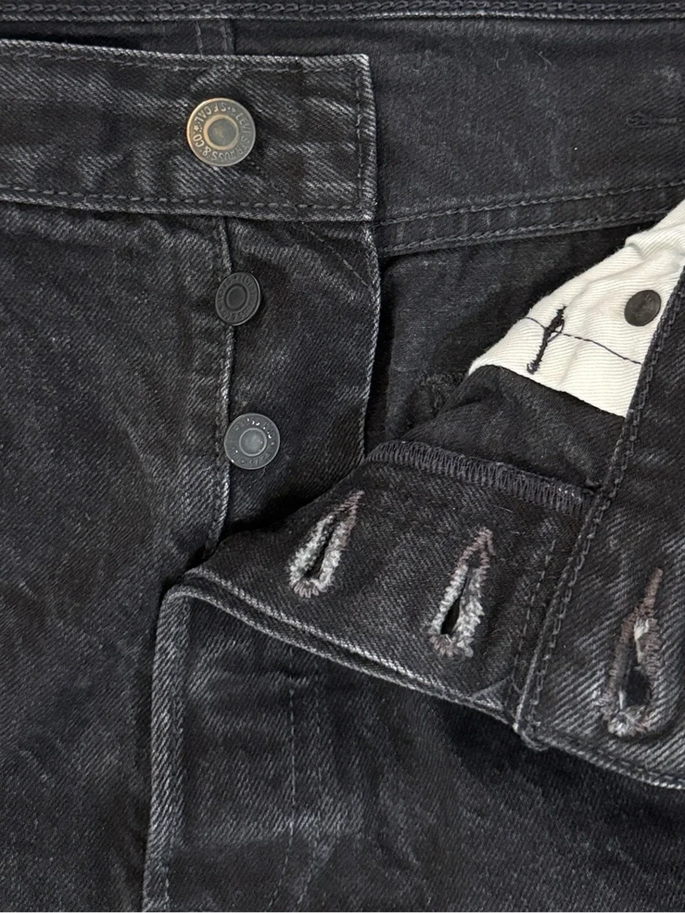 Levis 501 CT Custom Tapered Black Jeans Marbled Charcoal Wash 38x32 Fits 36x30
